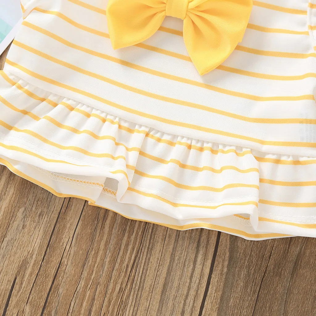 Детский купальный костюм для маленьких девочек с бантом Купальный в полоску