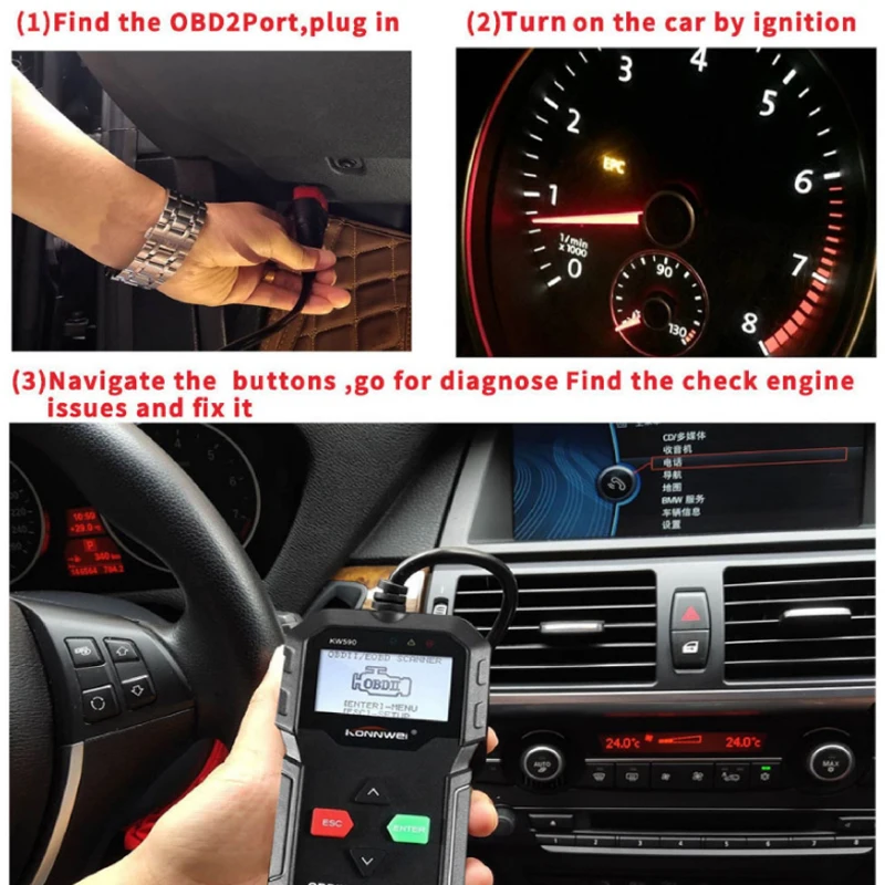 2019 диагностический инструмент KONNWEI KW590 автомобильный считыватель кодов OBD2 сканер