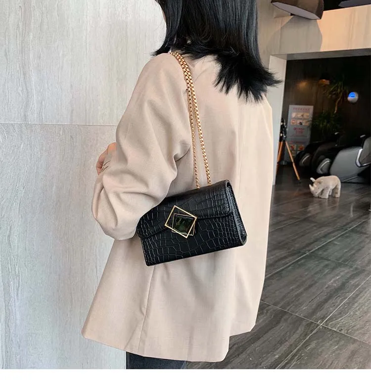 Женская сумка модная крокодиловая на плечо для женщин дизайнерские Брендовые