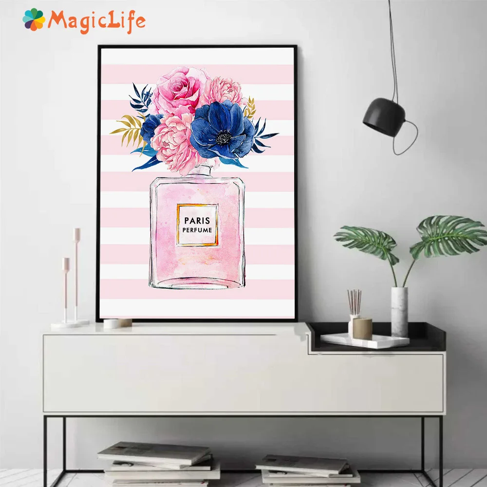 

Fashion Paris Perfume Flower Book Handbag Wall Posters and Prints Canvas Painting for Living Room Nordic Wall Art Unframed