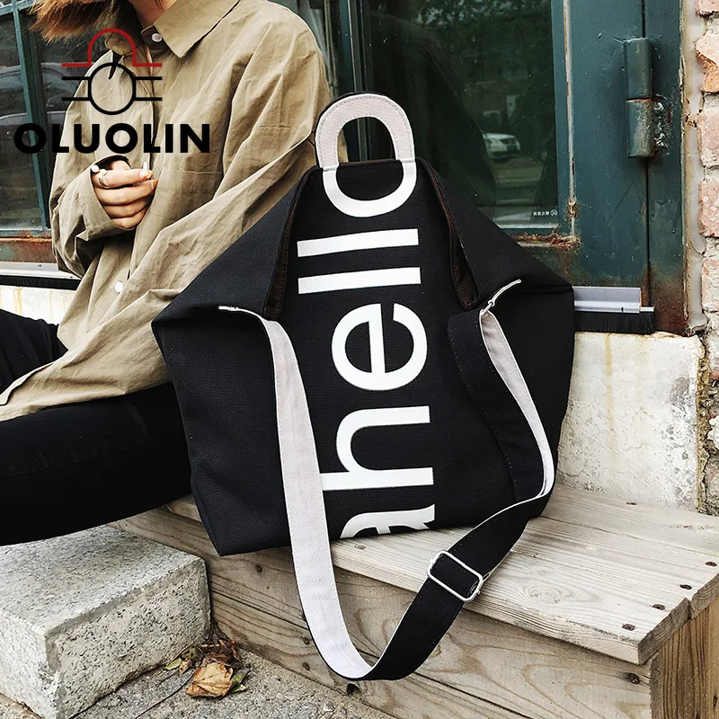 

Women Bags Female Book Bags Letter Printed New Canvas Chic Lunch Big Capacity Casual Tote Outdoor Lazy Wind Shoulder Bag Mochila