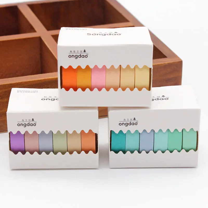 

6 Rolls/set 9mm Craft Solid color Washi Tape Book Decoration DIY Adhesive Paper Scrapbook Stickers For Home Christmas Decoration