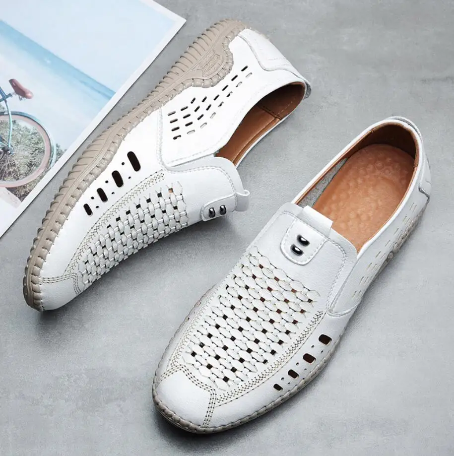 Туфли мужские из натуральной кожи дышащие классические сандалии офисная обувь