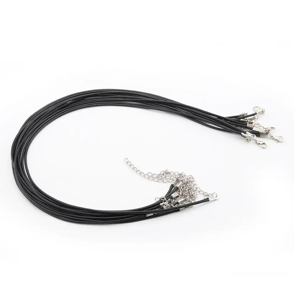 10 шт. кожаный шнур ожерелье Оптовая партия черная кожа 2 мм Шнур Омаров застежка