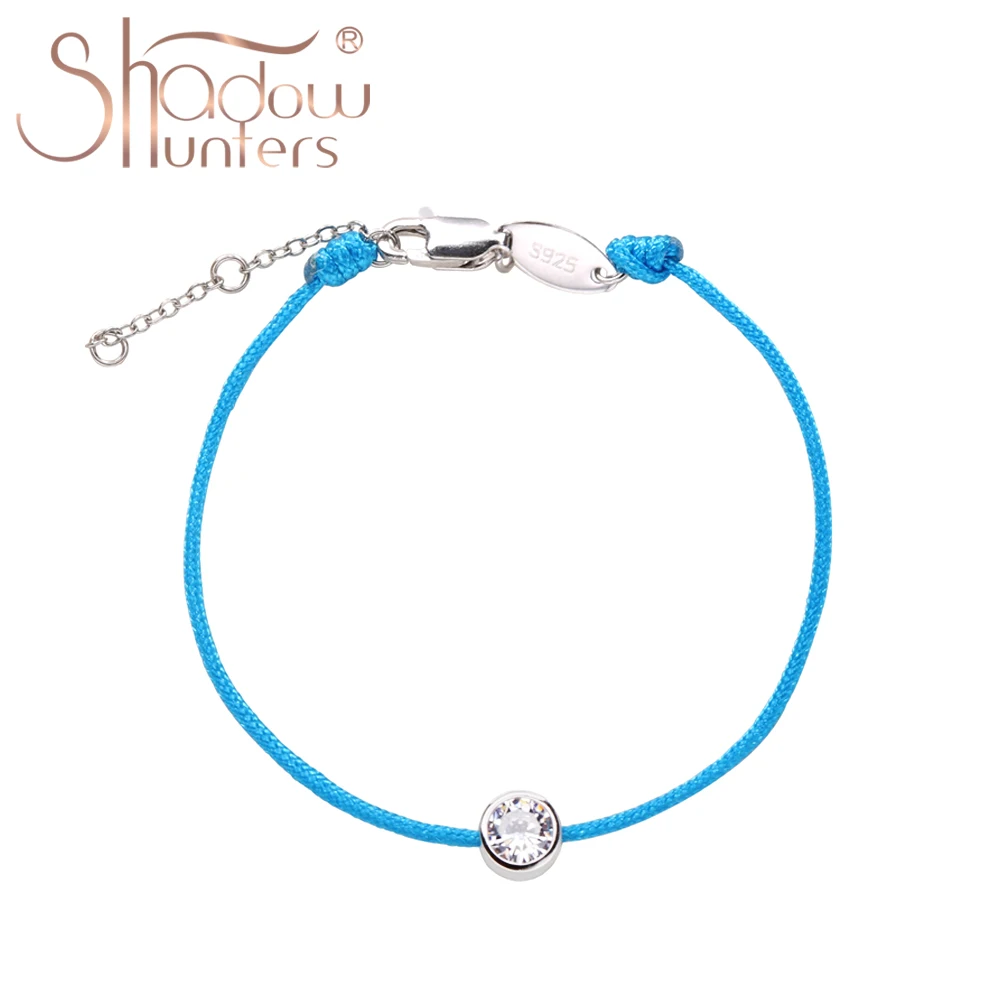 

Тонкий браслет SHADOWHUNTER из настоящего серебра 925 пробы, синяя нить с классическими прозрачными фианитами и бусинами, Модные женские ювелирные...