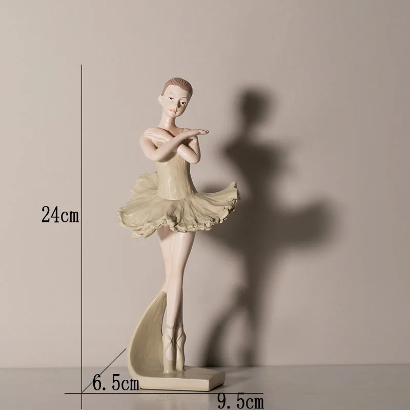Cartoon Miniature Figurines Home Decor Cute Retro RefinedSimulation Resin Elegant Ballerina Decoration Living Room Ornament - Цвет: C