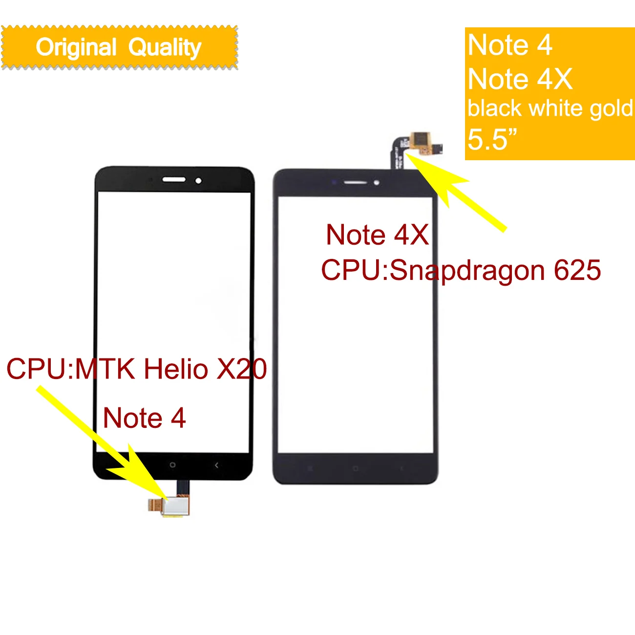 10 шт./лот,, для Xiaomi Redmi Note 4, сенсорный экран, дигитайзер для Redmi Note 4X, сенсорная панель, сенсорная панель, переднее стекло, сенсорный экран