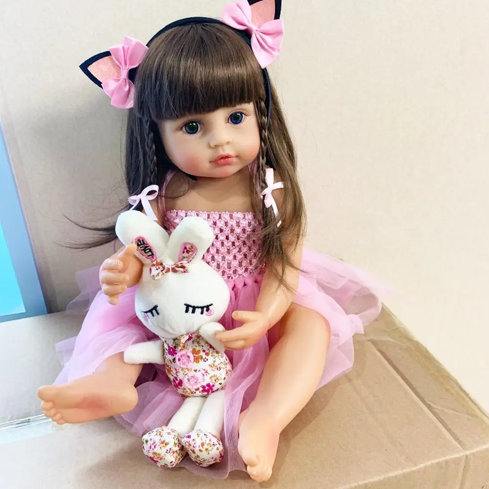 

Кукла реборн NPK 55 см, кукла-младенец, маленькая девочка, розовая принцесса, игрушка для ванны, очень мягкая силиконовая кукла-девочка на все т...