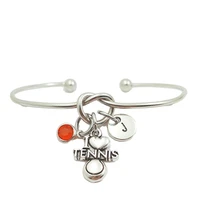 i love tennis retro creative initial letter monogram birthstone adjustable bracelet fashion jewelry women gift pendant