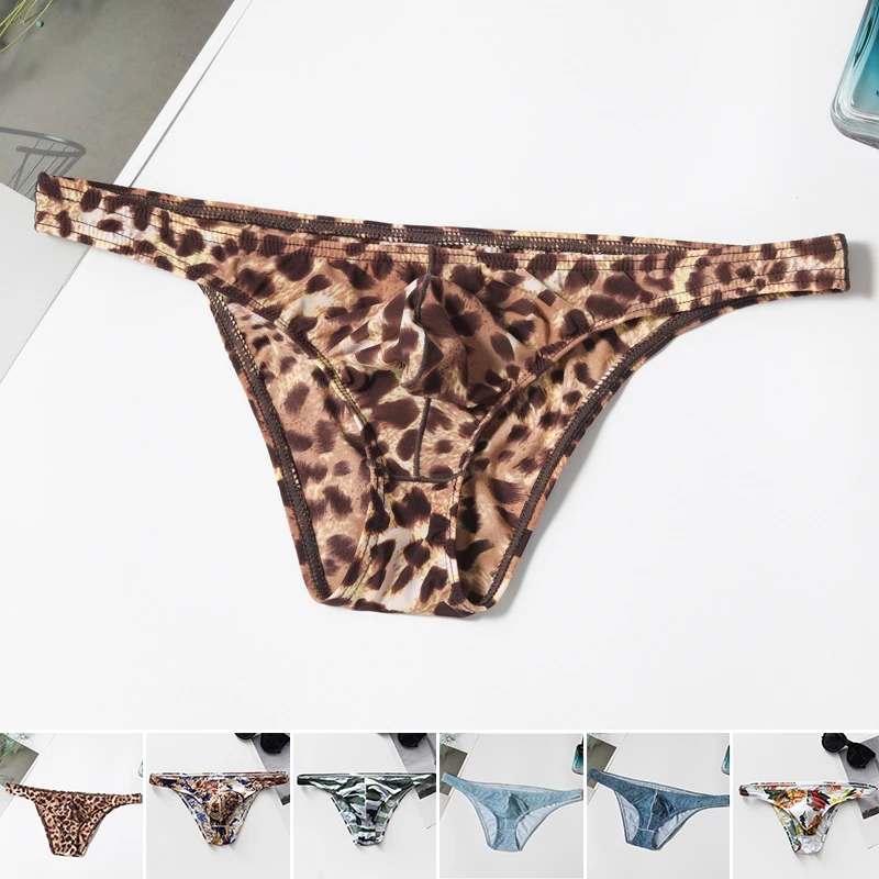 New Sexy Men Underwear Breathable Printed Briefs Low Waist Male Underpants U Pouch Bulge Mesh Bikini Briefs Low Waist Panties