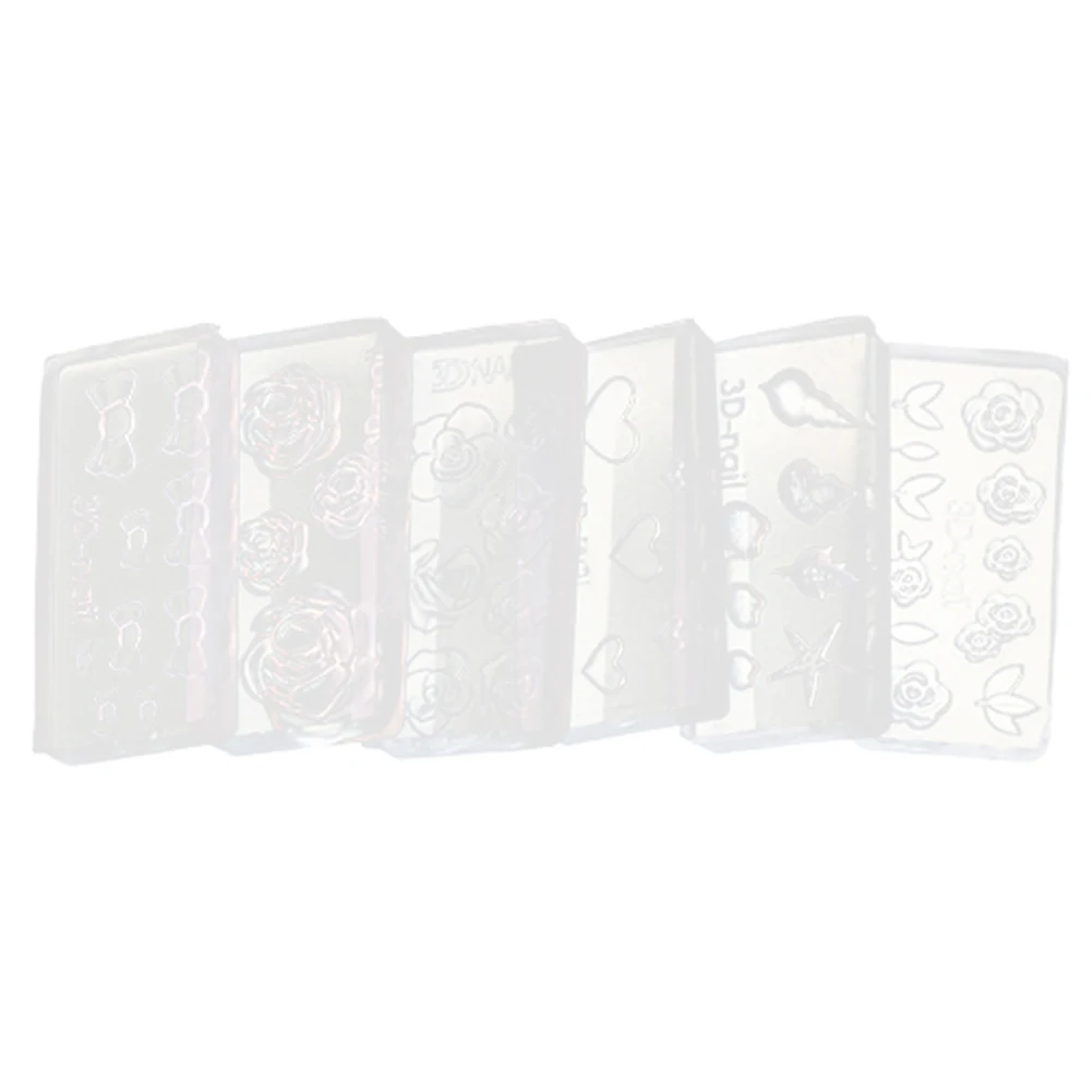 6 шт. прозрачные акриловые формы для маникюра с несколькими узорами|Комплекты и