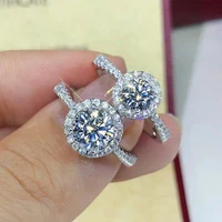 100 gra moissanite engagement rings womens real sterling silver 2 ct round brilliant diamond halo wedding rings fine jewelry