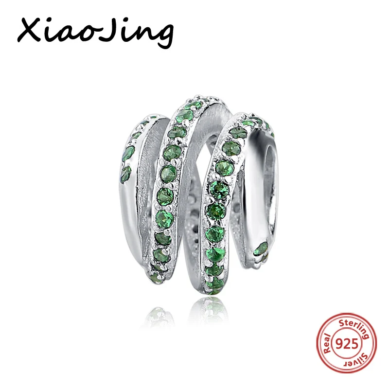 XiaoJing модные кубические циркониевые бусины Подвески Серебро 925 оригинальные