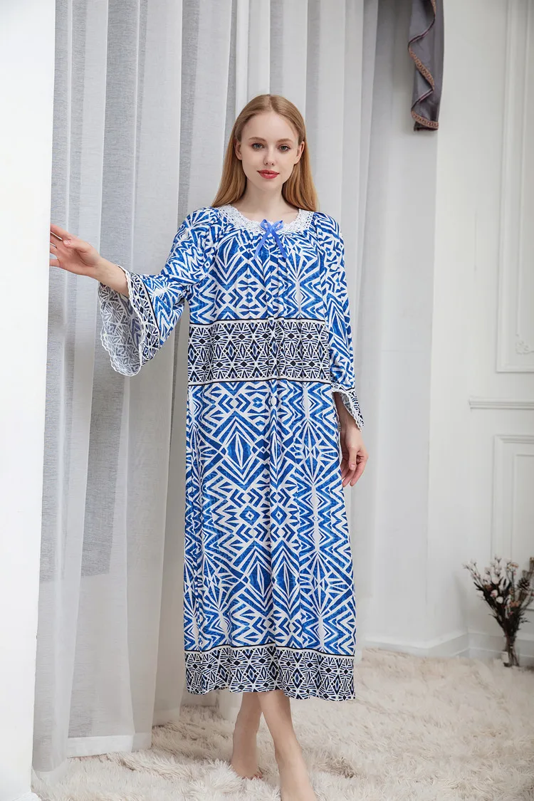 

winter autumn Loose Nighty Dress Nightdress long Sleeves Cotton Nightgown Female Modal Long NightGowns Sleep wear