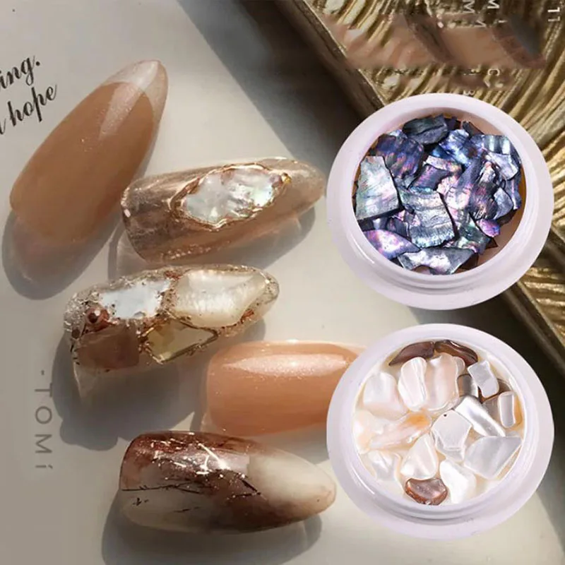 10 стилей 1 коробка для ногтей Abalone оболочка фрагменты текстура натуральный