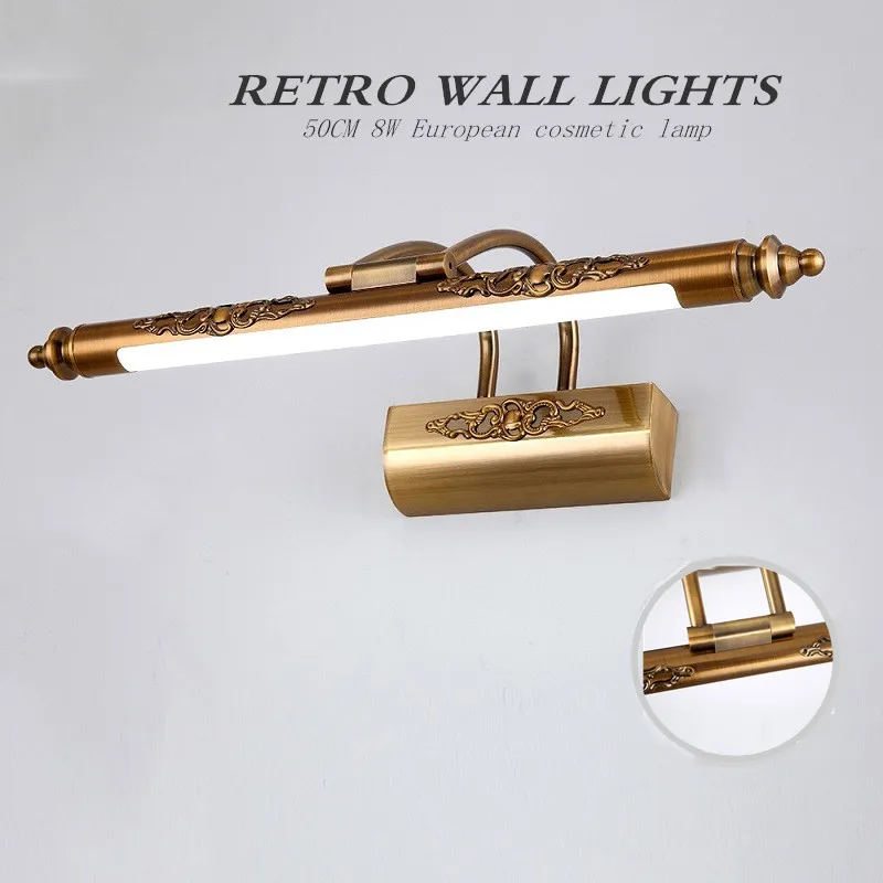 Европейский ретро настенный светильник s косметический зеркальный 500 мм 8 Вт