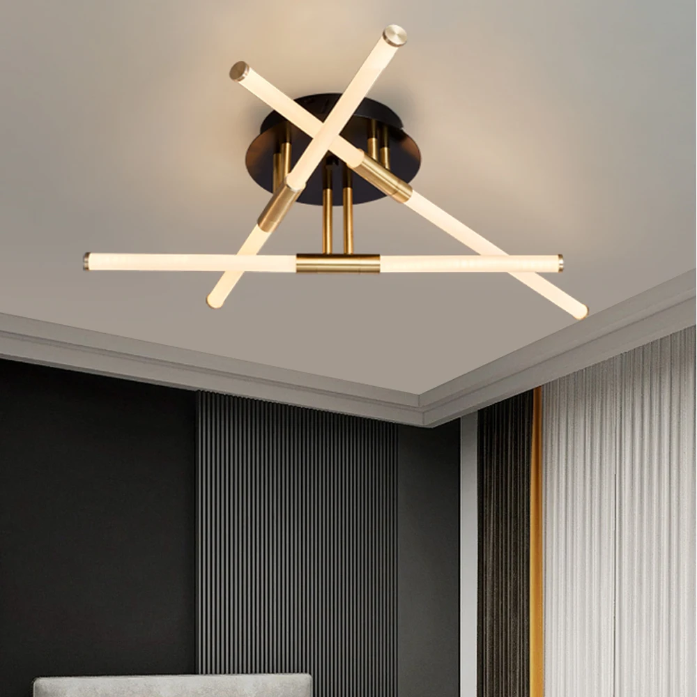$93.60 LODOOO Modern Led Ceiling Lights Living Room Bedroom Black/Gold Restaurant kitchen Led Ceiling Lamps Acrylic Indoor Lighting
