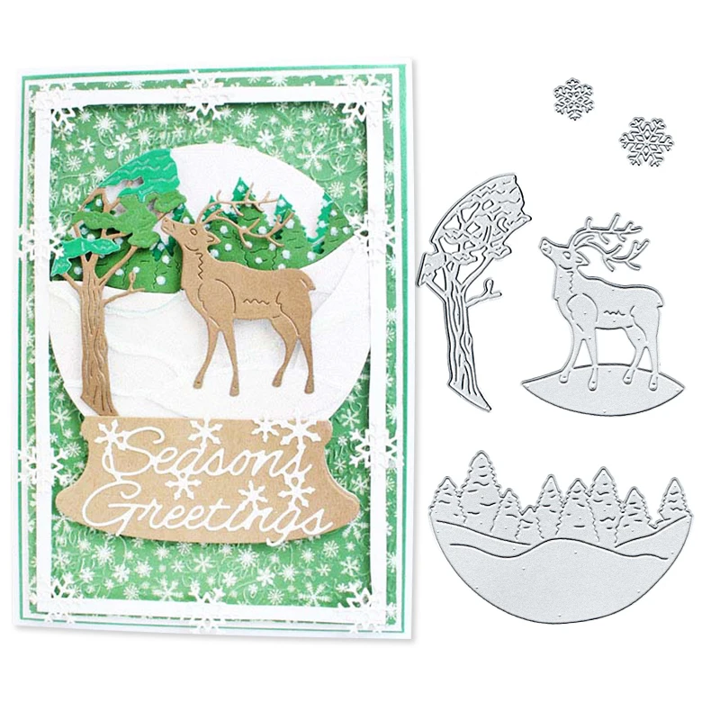 

Julyarts Elk Tree Estencil Dies 2021 для изготовления открыток своими руками, новые тисненые открытки 2021