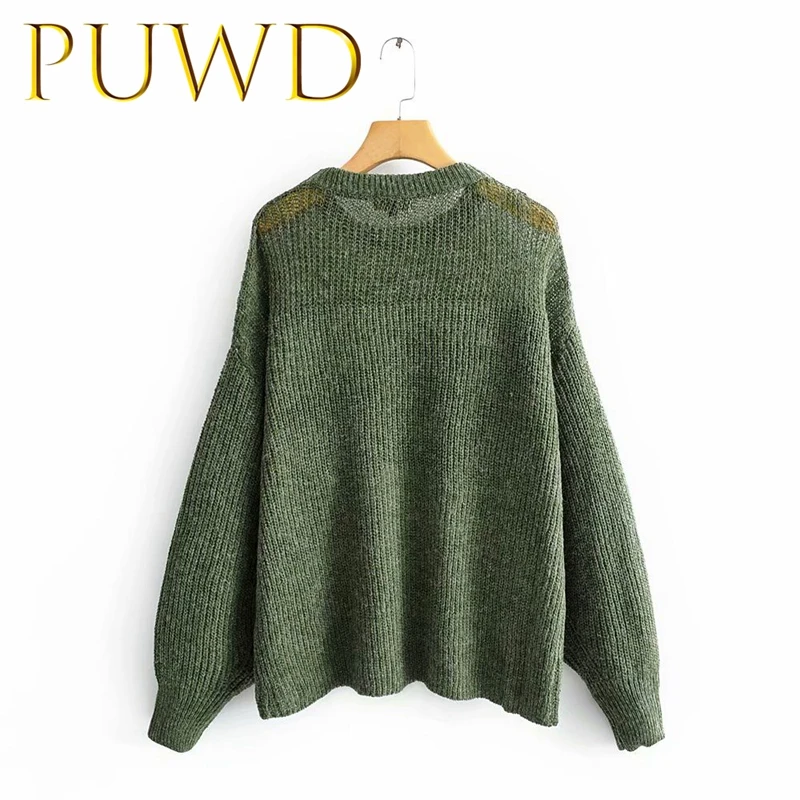 Женский свободный пуловер PUWD осенне-зимний с рукавами-фонариками трикотажная