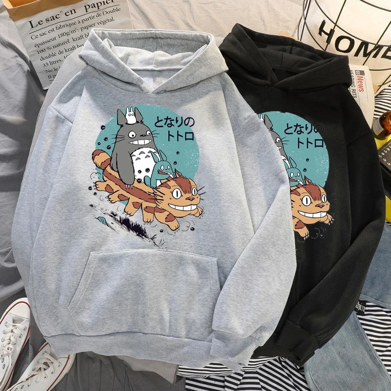 

Riman Totoro Harajuku Hoodies Women Studio Ghibli Kawaii Sweatshirt Miyazaki Hayao Funny Cartoon Top Hooded Female
