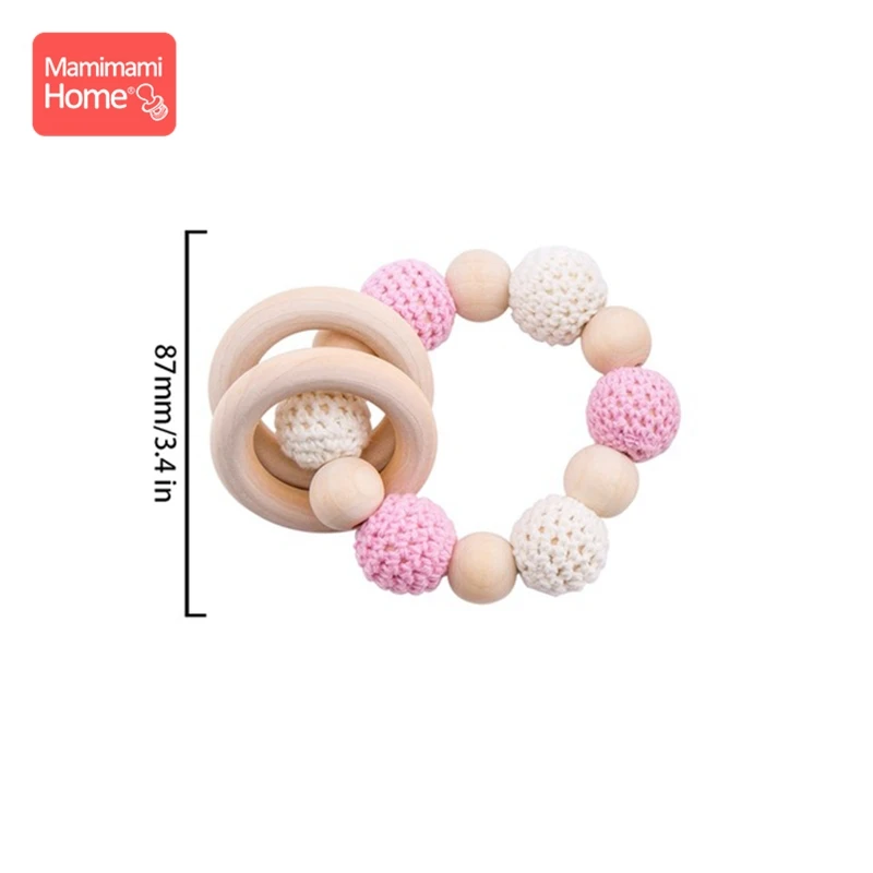 Pink Rattle Детский деревянный Прорезыватель крючком игрушки животных деревянные пустые грызуны олень погремушка пустышка зажим подвеска силиконовые бусины детские товары - Цвет: Pink Rattle