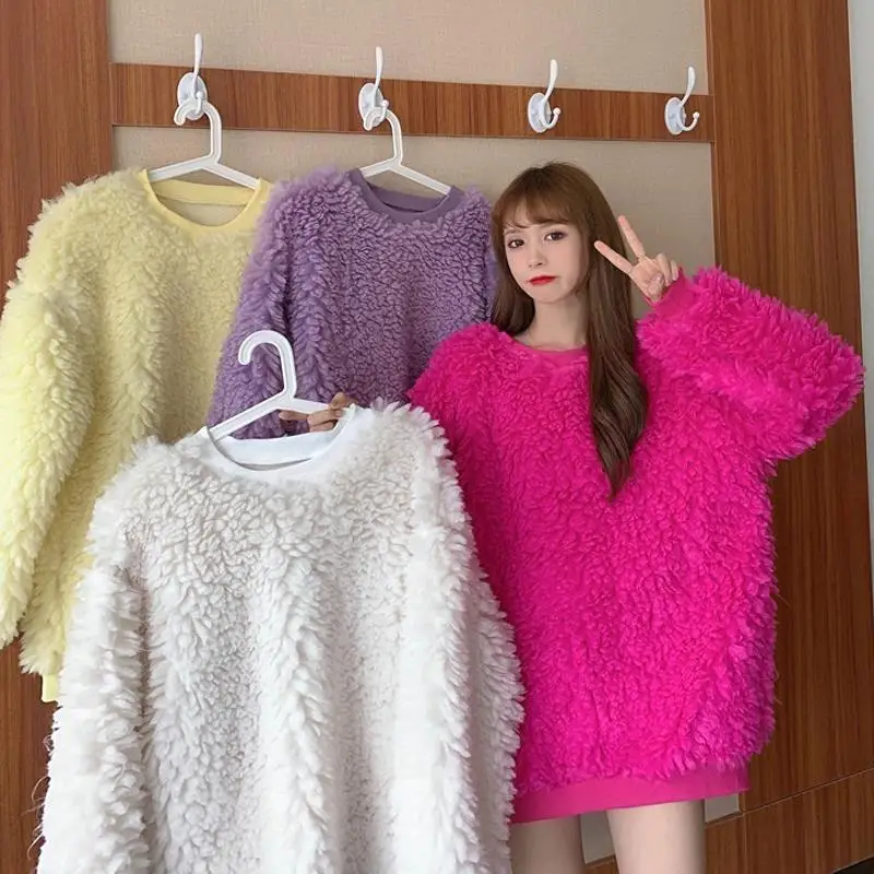 

Women Hoodies Sweatshirts round Neck Sweater Women's Top Autumn and Winter Loose Coat Ropa Mujer