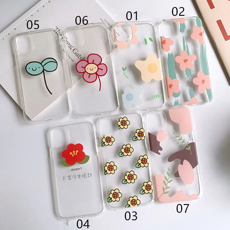 Простой милый корейский чехол для телефона с цветами iphone 11Pro Max 7 6 8 plus задняя