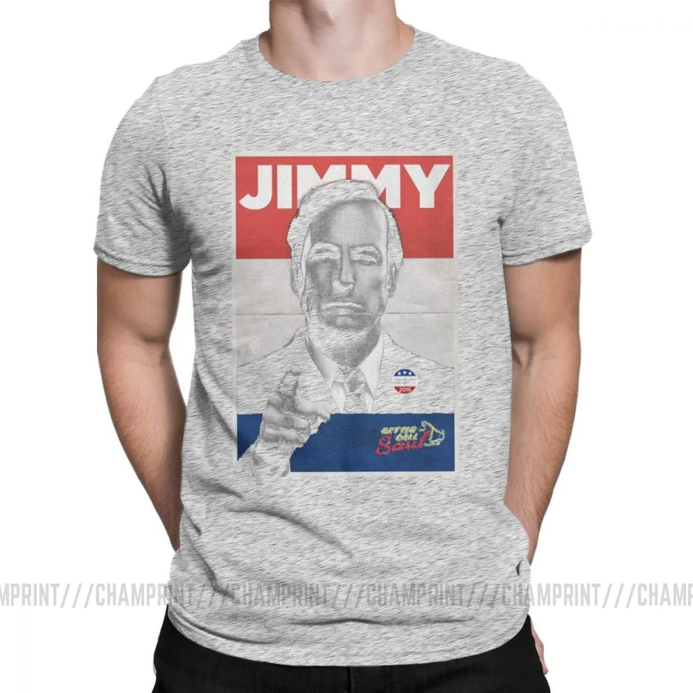 Мужские футболки с надписью «Vote Jimmy The Lawyers Better Call Saul», футболки с коротким рукавом для сериала Goodman, футболки из чистого хлопка - Цвет: Серый