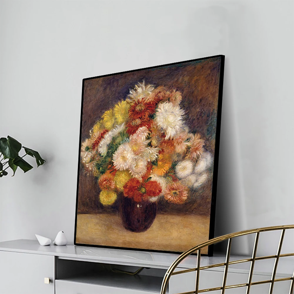 Cassisy Canvas Oil Painting Auguste Renoir《Bouquet Of Chrysanthemums》Artwork Picture Poster Modern Home Living room Decoration | Дом и сад