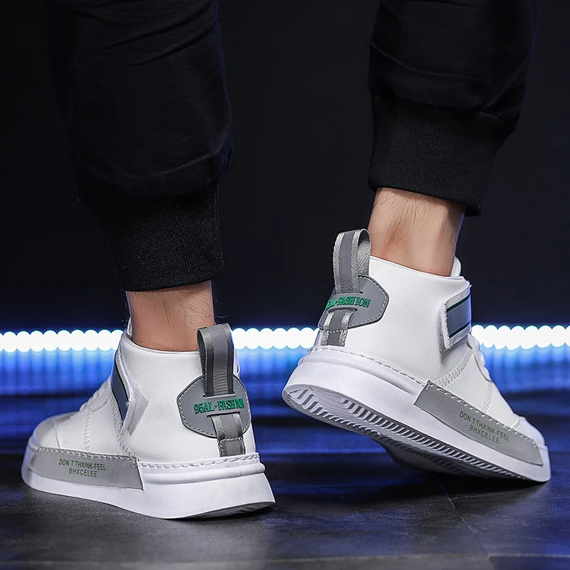Mring men's shoes autumn 2019 new wild casual white high reflective tide | Обувь