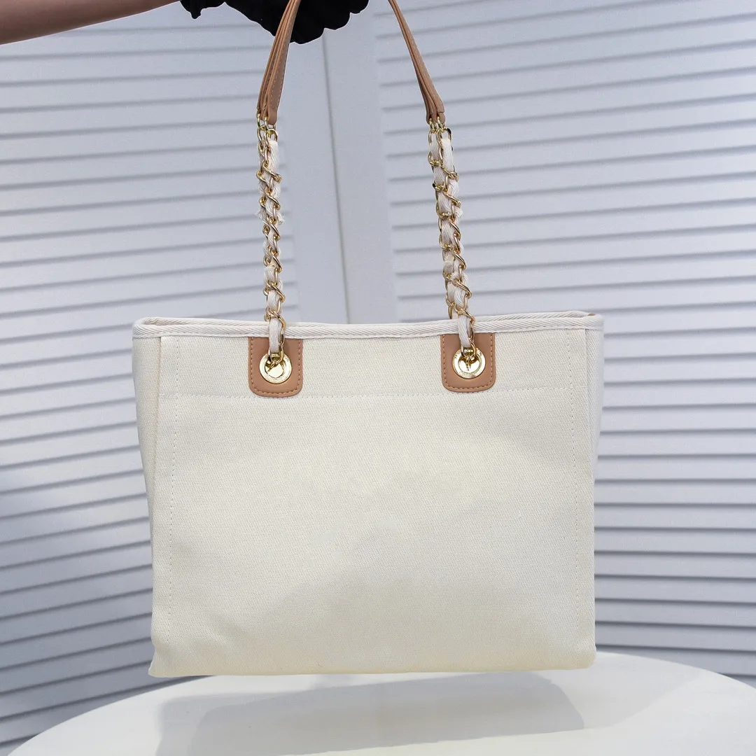 

French Fashion Classic Leather Canvas Beach Bag Large Capacity And High Quality Shopping Luxury Designer Handbag Handbags