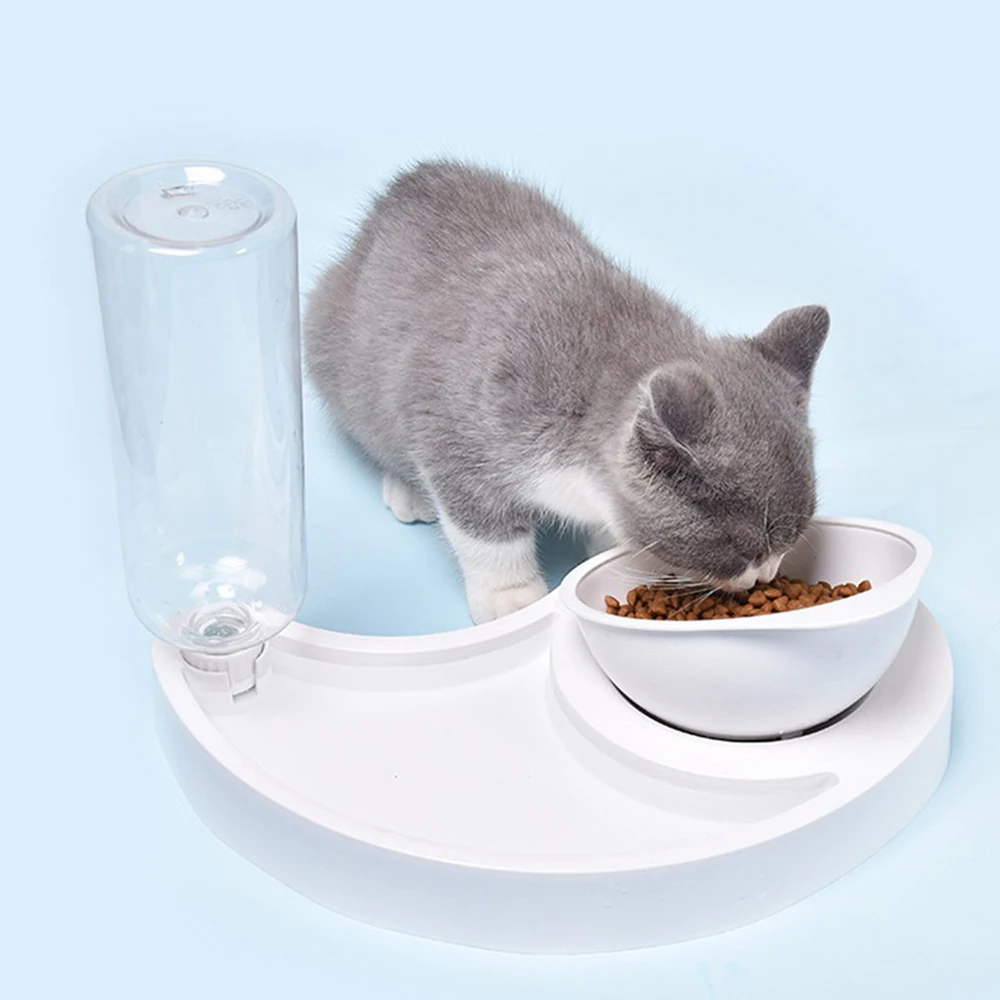 

Cat Dog Automatic Feeder Bowls 15 Neck Protection healthy Feeder Dispenser 600ml Pet Water Bowl Raised Double Bowls Supplies