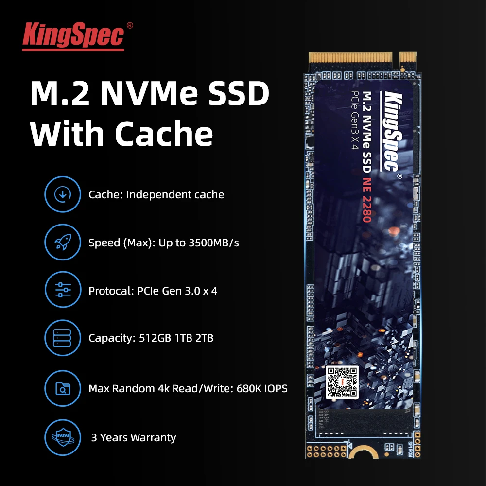 Жесткий диск KingSpec NVMe M.2 ssd 512 ГБ 1 ТБ 2 с Dram pcie M key внутренний жесткий 2280 для ПК