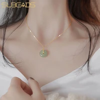 subeads green hetian jade bead pendant necklace womens peace buckle pendant choker jade necklace safehealth jewelry gifts