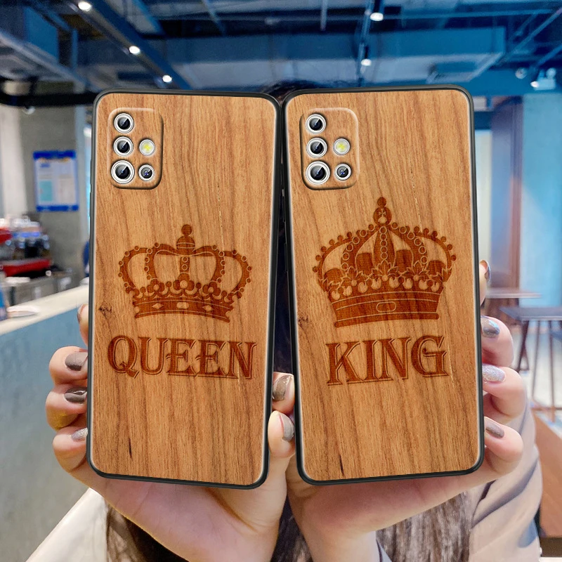 

King Queen Couple For Samsung Galaxy A41 A31 A21S A21 A11 A03 A01 Core A91 A81 A71 A51 5G UW Black TPU Phone Case Capa