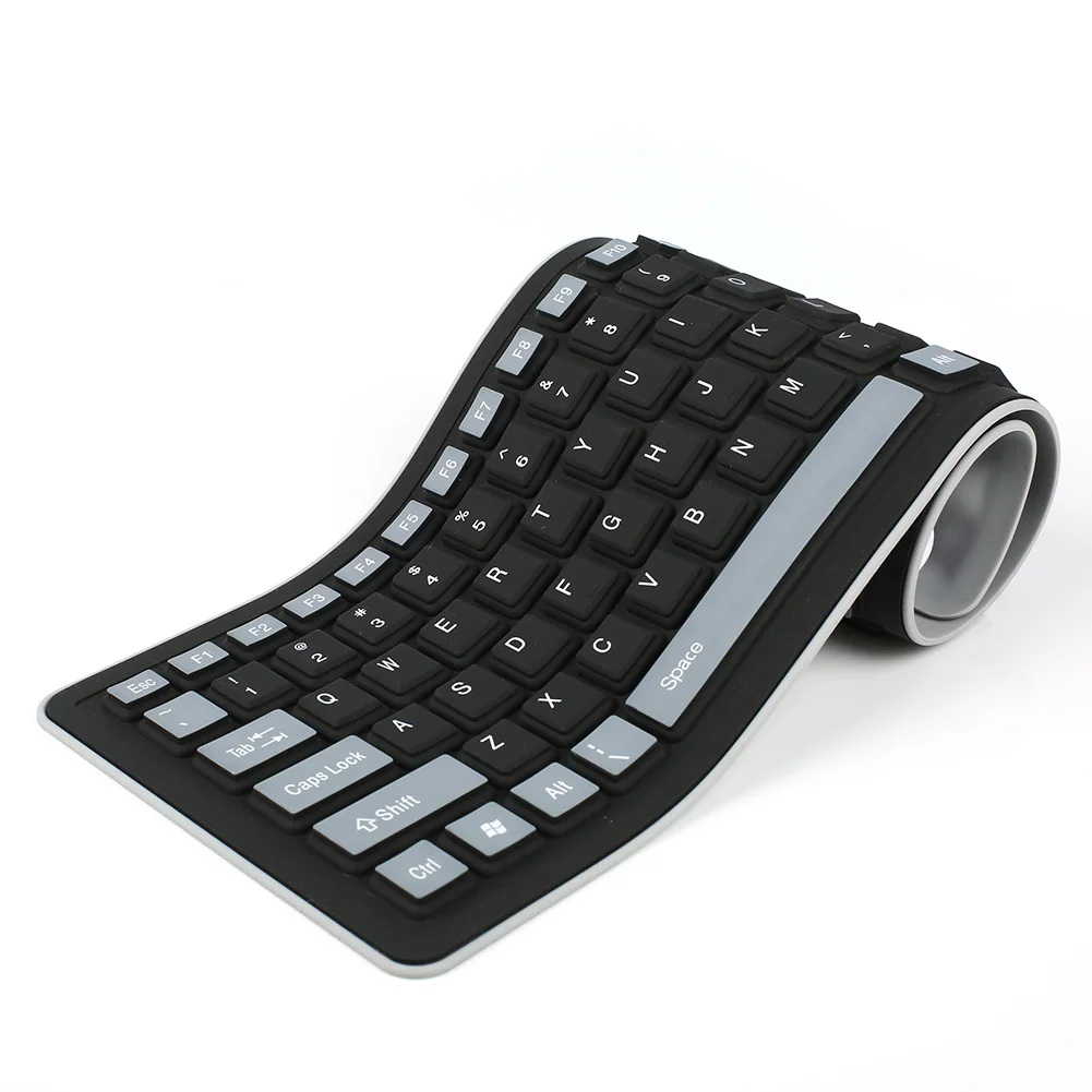 Складная силиконовая клавиатура USB Проводная Гибкая мягкая Водонепроницаемая