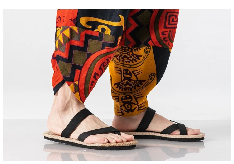 Hip Hop Harem pants Mens Spring Summer Chinese Style Joggers Pants Men Sweatpant Stitching color Casual Trousers Harem pants men