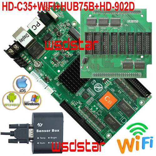 HD C35 + WI FI HUB75B 902D Температура Влажность Яркость Сенсор асинхронный RGB светодиодный