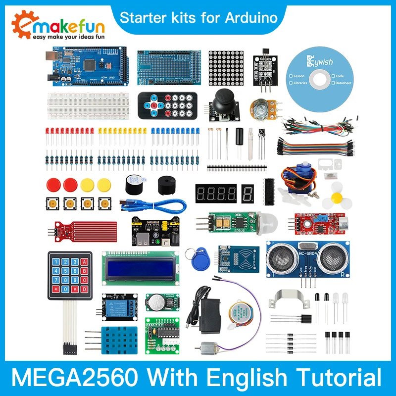 

Emakefun Starter Kit for Arduino UNO R3 for MEGA2560 with 30 Lessons Tutorial Compatible with Arduino IDE Scratch Magicblok