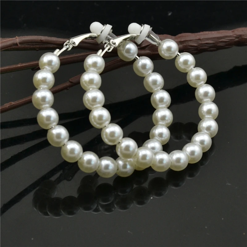 

Earrings female Plastic beads Fashion temperament exaggerated European American style large circle without piercing clip jewelry