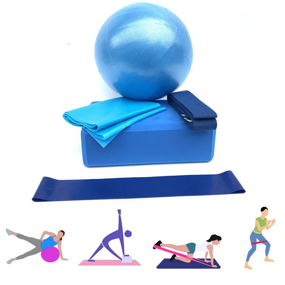 

5PCS Yoga Ball Equipment Set Include Yoga Ball Blocks Stretching Strap Resistance Loop Band Exercise Band Suitable for Excerise