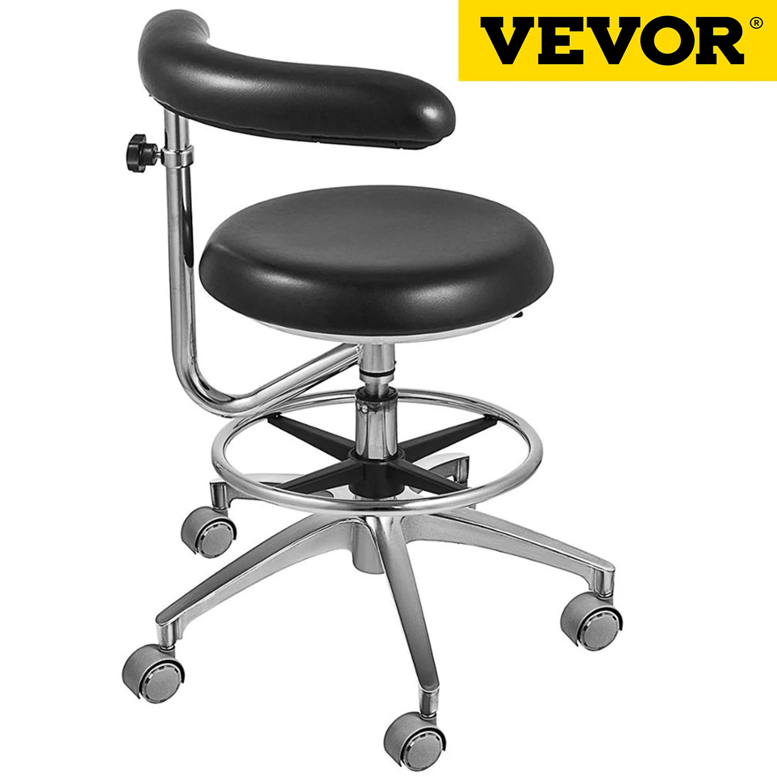 

Медицинский стоматологический стул VEVOR, стоматологическое кресло с подлокотником с вращением на 360 градусов, регулируемое по высоте кресло