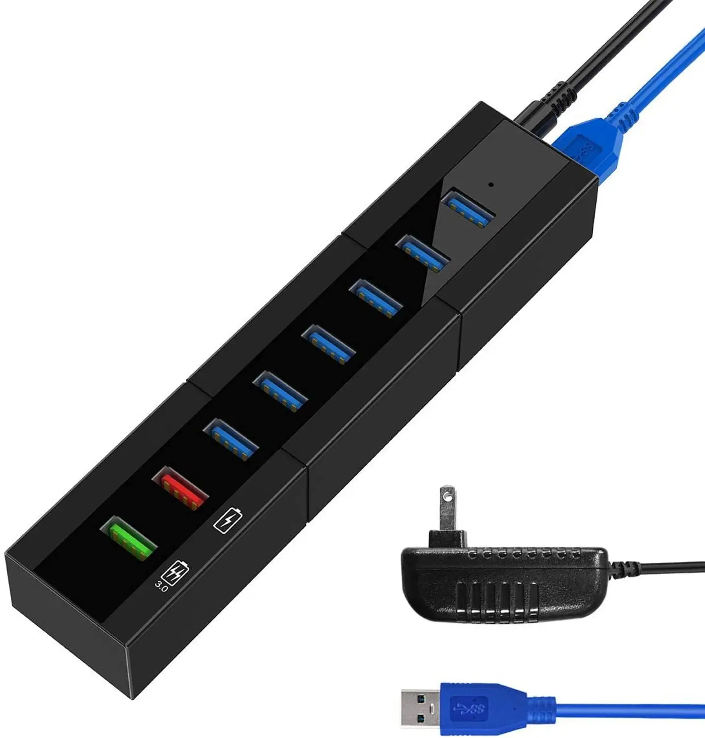 8 портовый концентратор USB 3 0 с 6 портами для передачи данных и 2 высокоскоростной