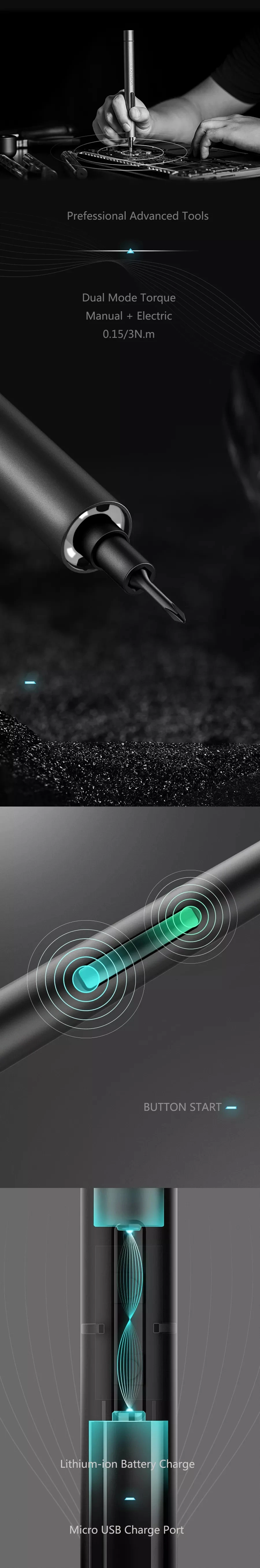 Xiaomi Mi Wowstick 1F+ перезаряжаемая литиевая батарея отвертка 0,15/3N. M двойной режим 56 шт. S2 биты отвертка инструменты
