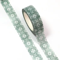 1pc 15mm10m arrival spring green flowers circle decorative washi tape diy scrapbooking masking tape school office supply