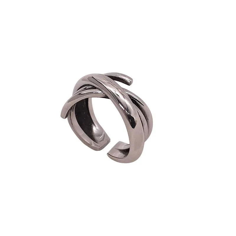 

version of the ins hundred set 925 pure silver wide ring irregular multi-layer surrounding ring ball hemp for women
