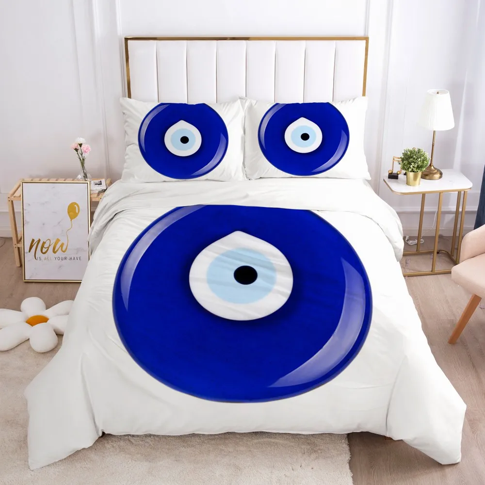 

3D luxury bed linen Bedding set Blanket cover set sheet euro 2.0 1.5 family for home bed linings 150x200 white evil eye