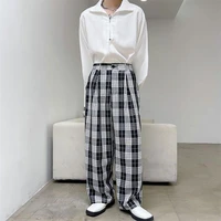men straight tube suit plaid pants spring and autumn new style of college wind lovers with leisure and large size trousers