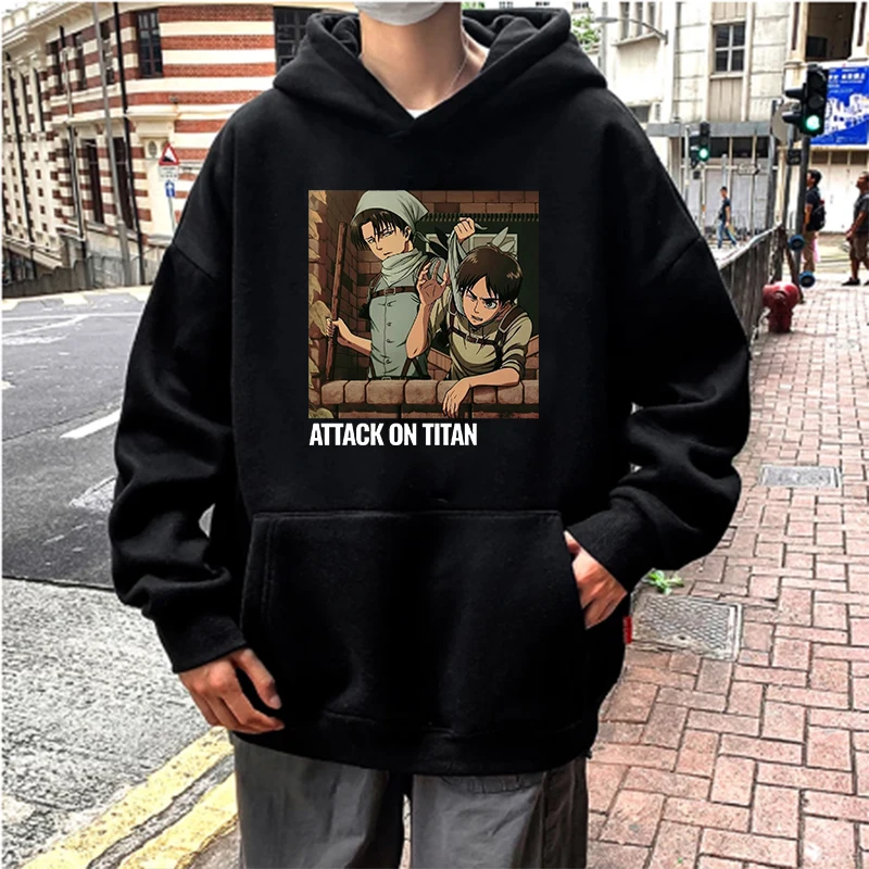 

Harajuku Anime Eren Hoodies Attack On Titan Sweatshirts Women Funny Cartoon Clothes Unisex Oversized Winter Warm Hoodies COTTON
