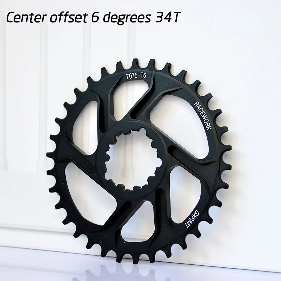 6 degrees 34T Freies deliv RACEWORK Fahrrad Kettenblatt 32 34 36 38t Engen Breite Fahrrad Kettenblatt Pelz GXP XX1 XO CNC AL7075 kurbelFahrrad - Цвет: 6 degrees 34T